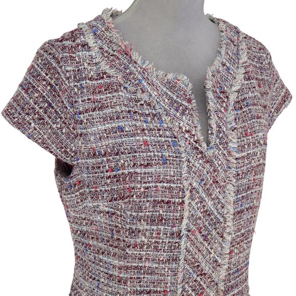 Karl Lagerfeld Dress Womens 10 Red Ivory Plaid Tweed Lined Zip Resort Career - Picture 6 of 16